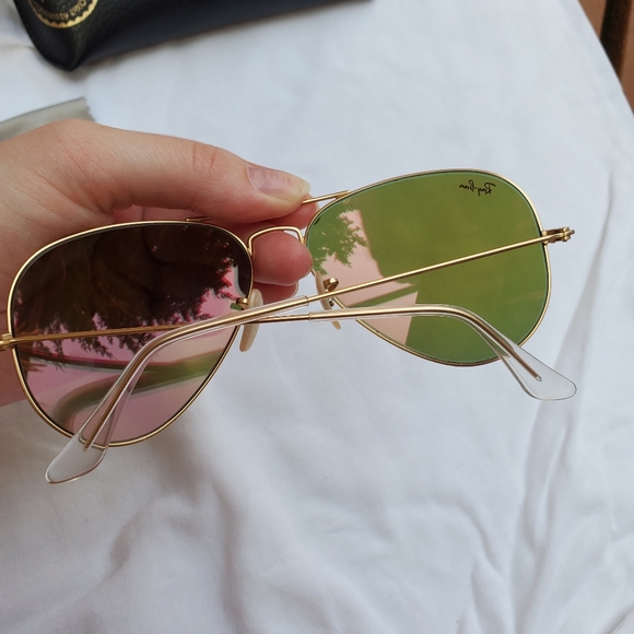 SOLD RayBan Pink Flash Lense Unisex Aviators Size 58 - Picture 5 of 12